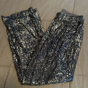 Cable & Gauge small silver sequins wide leg pants